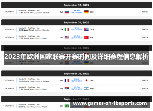 2023年欧洲国家联赛开赛时间及详细赛程信息解析 2023年欧洲国家联赛开赛时间及详细赛程信息解析